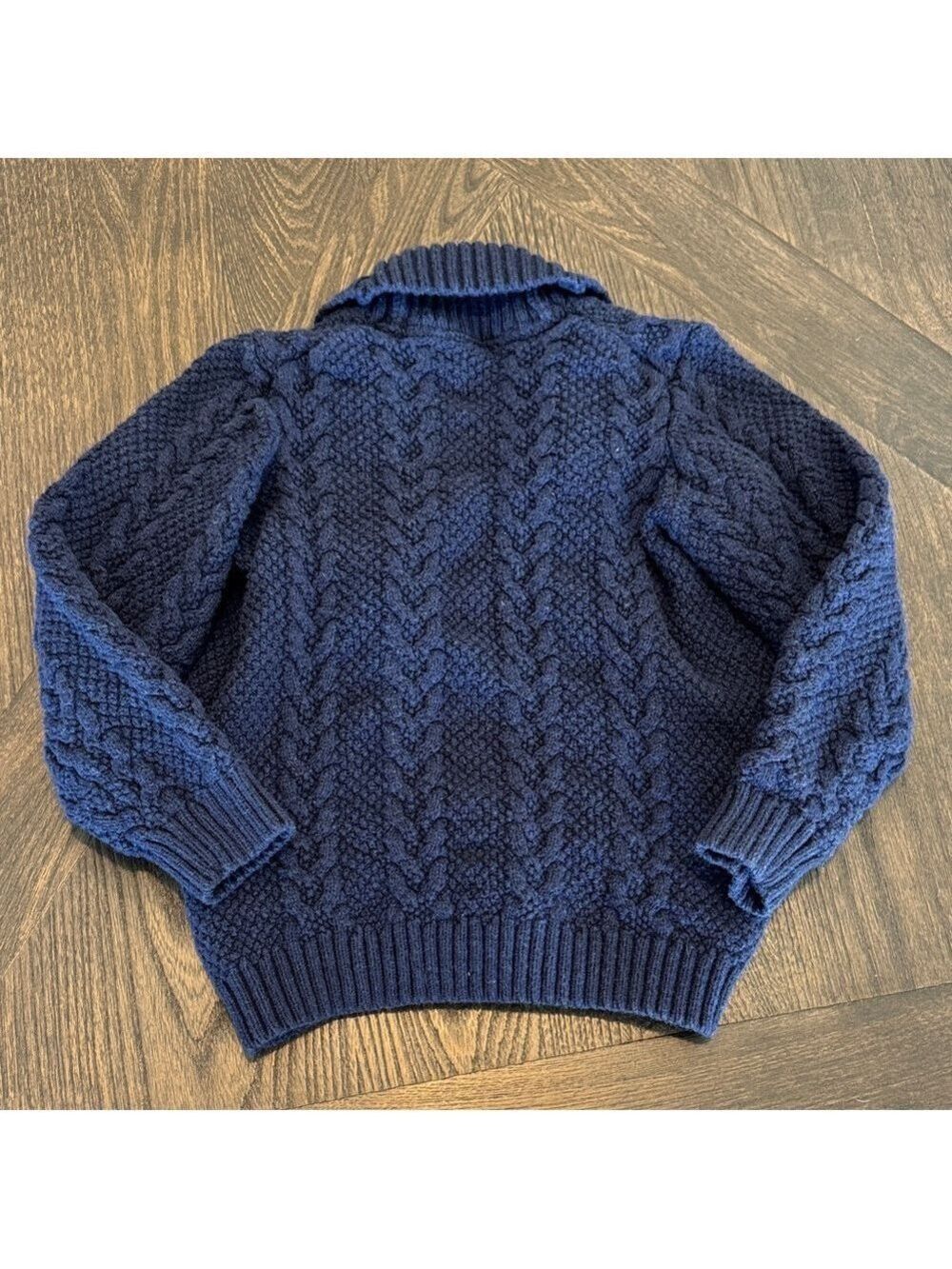 Janie and Jack Navy Cable Knit Shawl Collar Cardigan - Picture 4 of 4